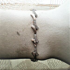 Vintage Designer Solid 14K 585 White Gold CZ Cluster Tennis Bracelet P